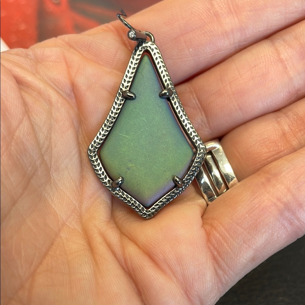 Kendra Scott Silver and Blue Geometric Earrings - Picture 3 of 7